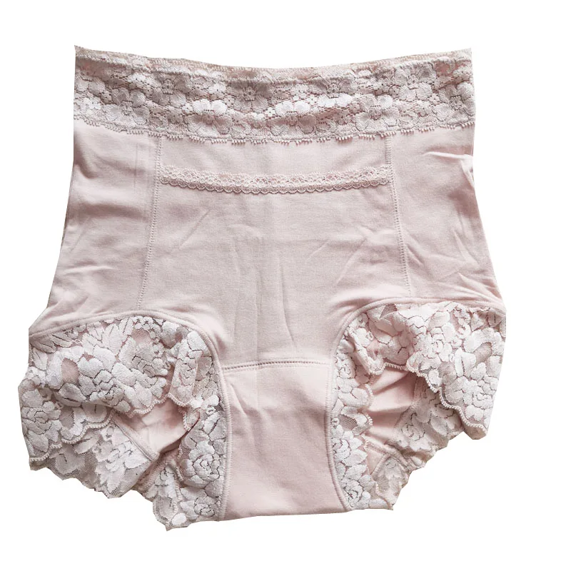 Ropa interior de encaje lavable y reutilizable para mujer, bragas suaves, no mojadas-4