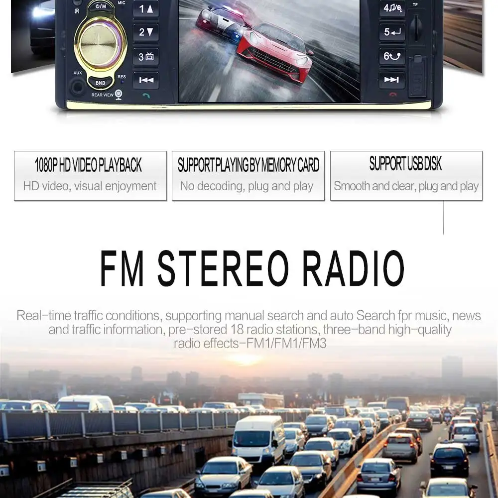 MP5 плеер автомобиля Радио Стерео Bluetooth кассета 1 Din 4 ''экран FM Авторадио AUX/USB