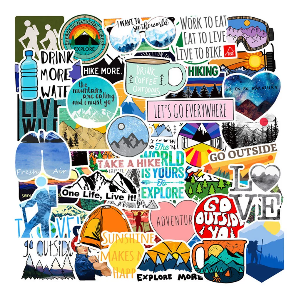

50PCS Outdoor Adventure Hiking Adventure Computer Stickers For Waterproof refrigerator suitcase decoration For MacBook/HP/Xiaomi