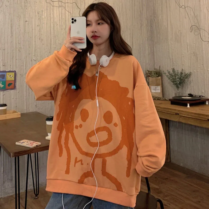 

Harbour Wind Chic Vintage Sweatshirts Women 2021 Spring and Autumn Thin Section Ins Loose Bf Lazy Wind Japan Plus Size Hoodies