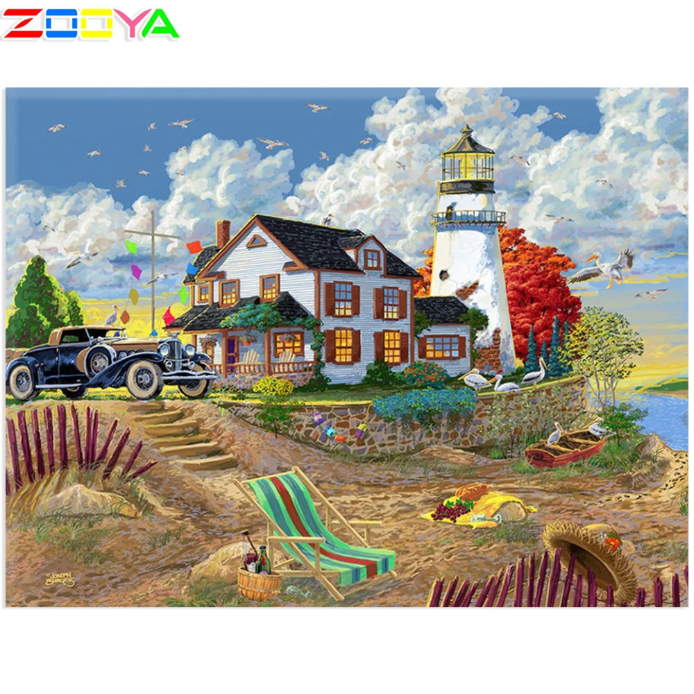 Zooya алмазная живопись пейзаж Вышивка крестиком Алмазная вышивка ручной работы