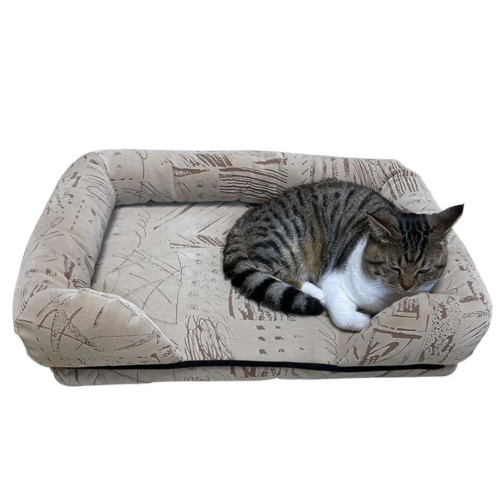 

2021 high-end pet bed dog cat sofa bed large cat kennel small dog kennel memory foam natural popular pet supplies