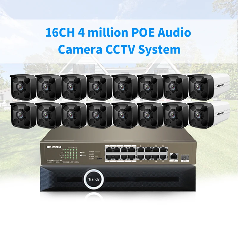 Система видеонаблюдения GLVISION H.265 наружная IP-камера 16 каналов 4 МП HD POE NVR P2P жесткий