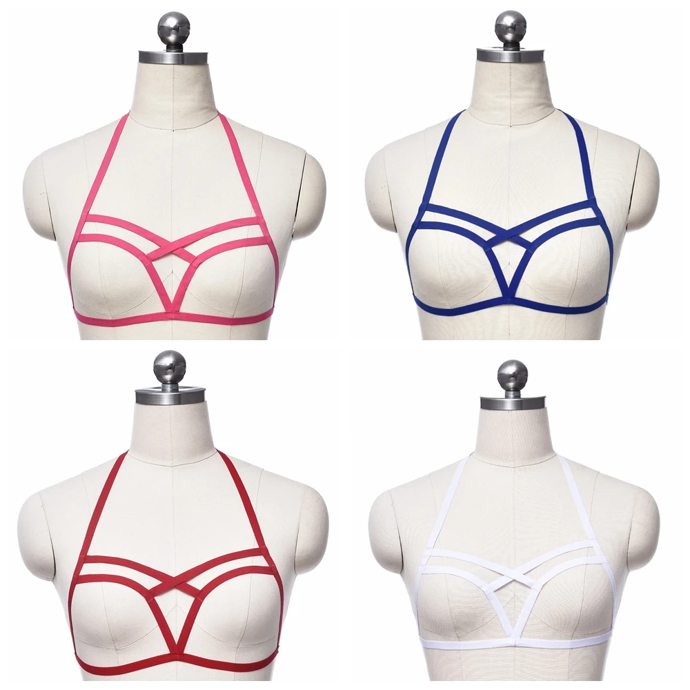 

Women Punk Red Sexy Bondage Body Harness Belt Pole Dance Adjustable Body Cage Harness Lingerie Bra