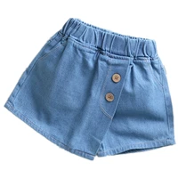 3 8years kids girl children denim pants jeans children summer pants beach shorts culotte divided skirt clothes
