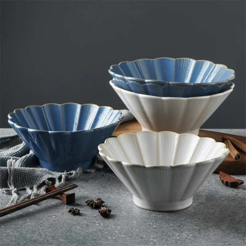 Японская керамическая белая/синяя глазурованная стандартная тарелка