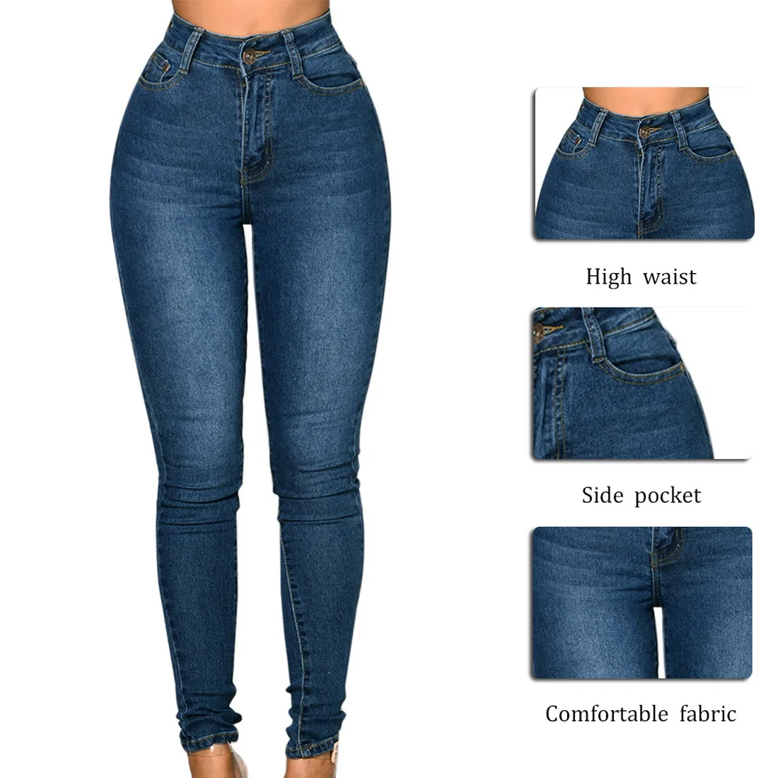 

Muyogrt Skinny Denim Pencil Jeans Elastic High Waist Sexy Slim Trousers Black Blue Stretch Plus Size Washed Jeans Female