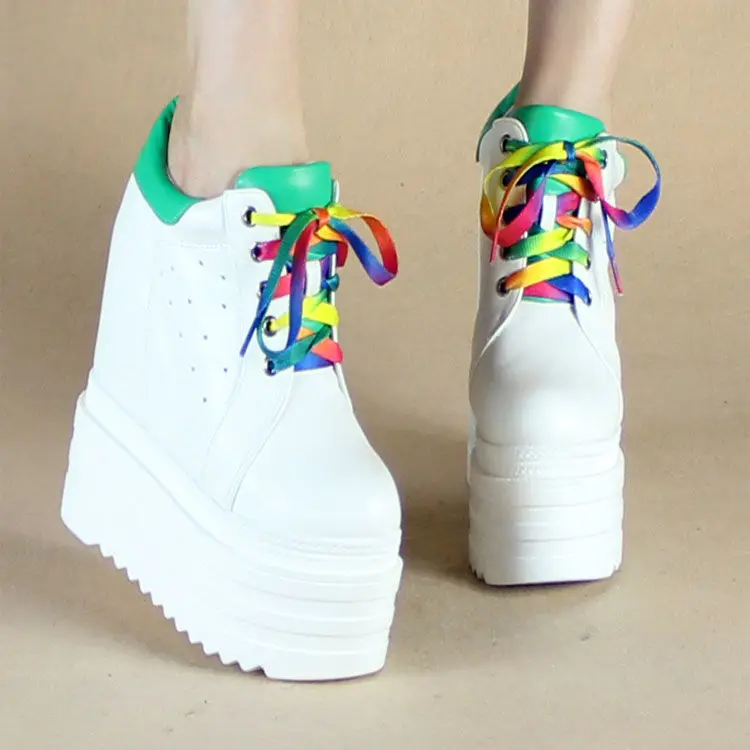 

2021 spring new platform shoes thick soles 14CM super high heels waterproof platform slope heels women's short increase shoes