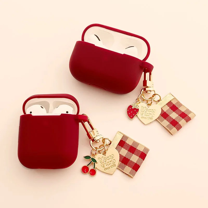 Милый винно-красный Силиконовый чехол для наушников Apple Airpods Pro 3 AirPods 2/1 защитный с