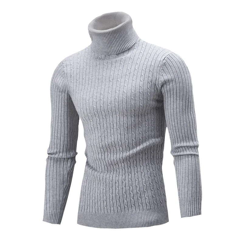 

Men's Knitwear 2021 Autumn and Winter New European American Style High Neck Twist Bottoming Shirt Male Branded Pullover Sweater