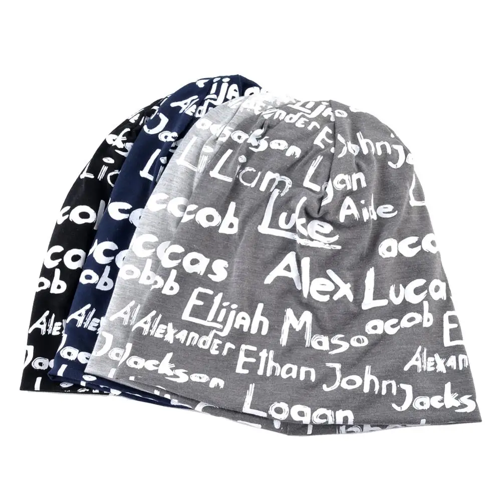 Женская Шапка бини Весенняя хлопковая с принтом шляпы буквами для мужчин Осенняя