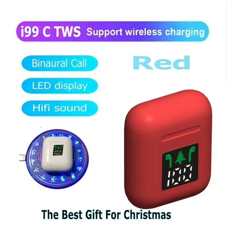 i99C-Red VIP Цена i9000 tws 1:1 размер умный датчик 8D бас беспроводная зарядка Bluetooth 5,0 наушники i9000 tws PK i10 i60 i500 tws - Цвет: i99C-Red