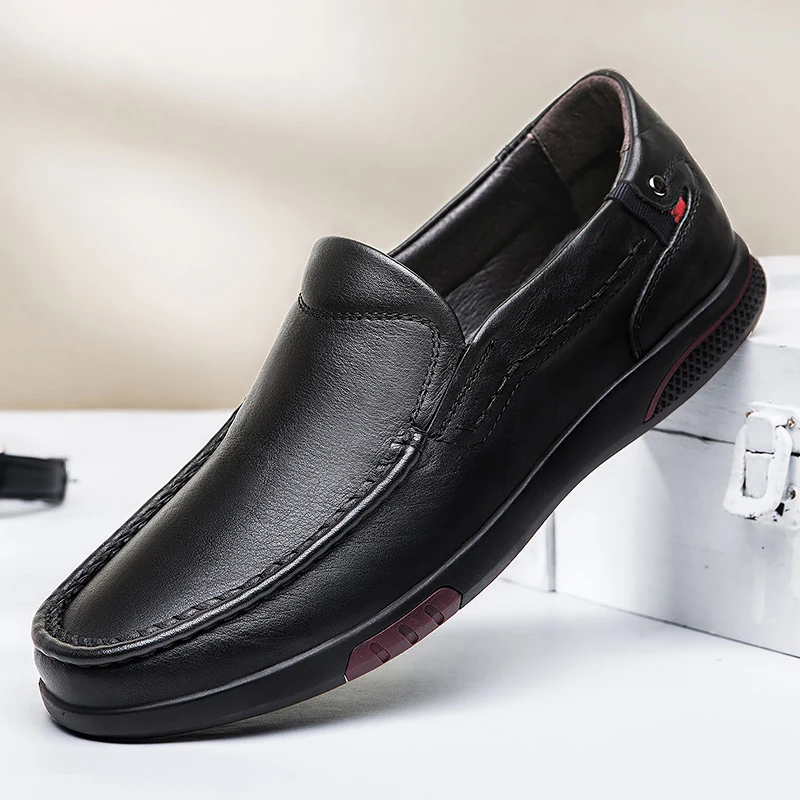 

Large Size 45 46 Men Loafers Shoes Genuine Leather Casual Shoes Autumn 2021 Business Non-Slip Breathable Slip On Flats Shoes Man
