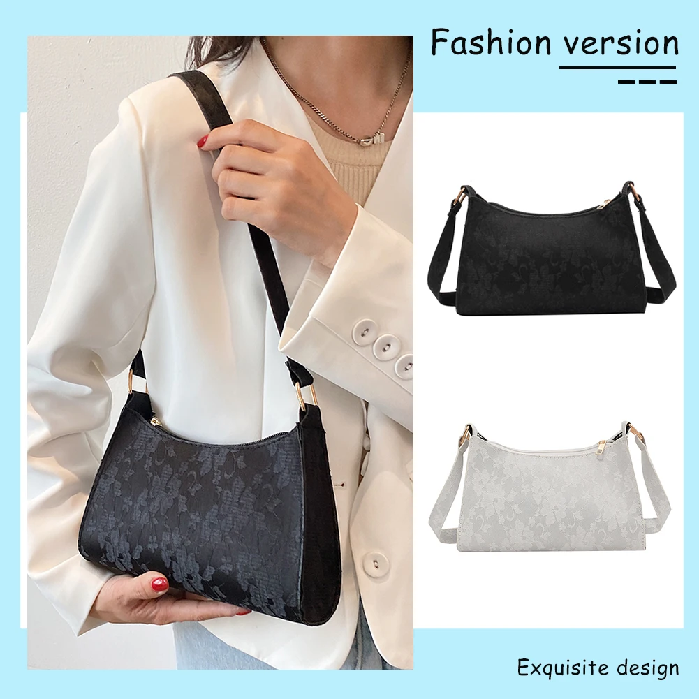 

Ladies Baguette Bags Small PU Leather Shoulder Bags for Women Zipper Handbag Female Travel Top-Handle Handbags