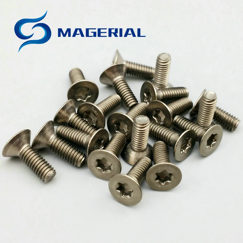 24 шт. Torx винты с потайной головкой Ti винты M4 8/10/12 мм Титан винт с плоской Torx Титан болты Ti крепежа ISO14581