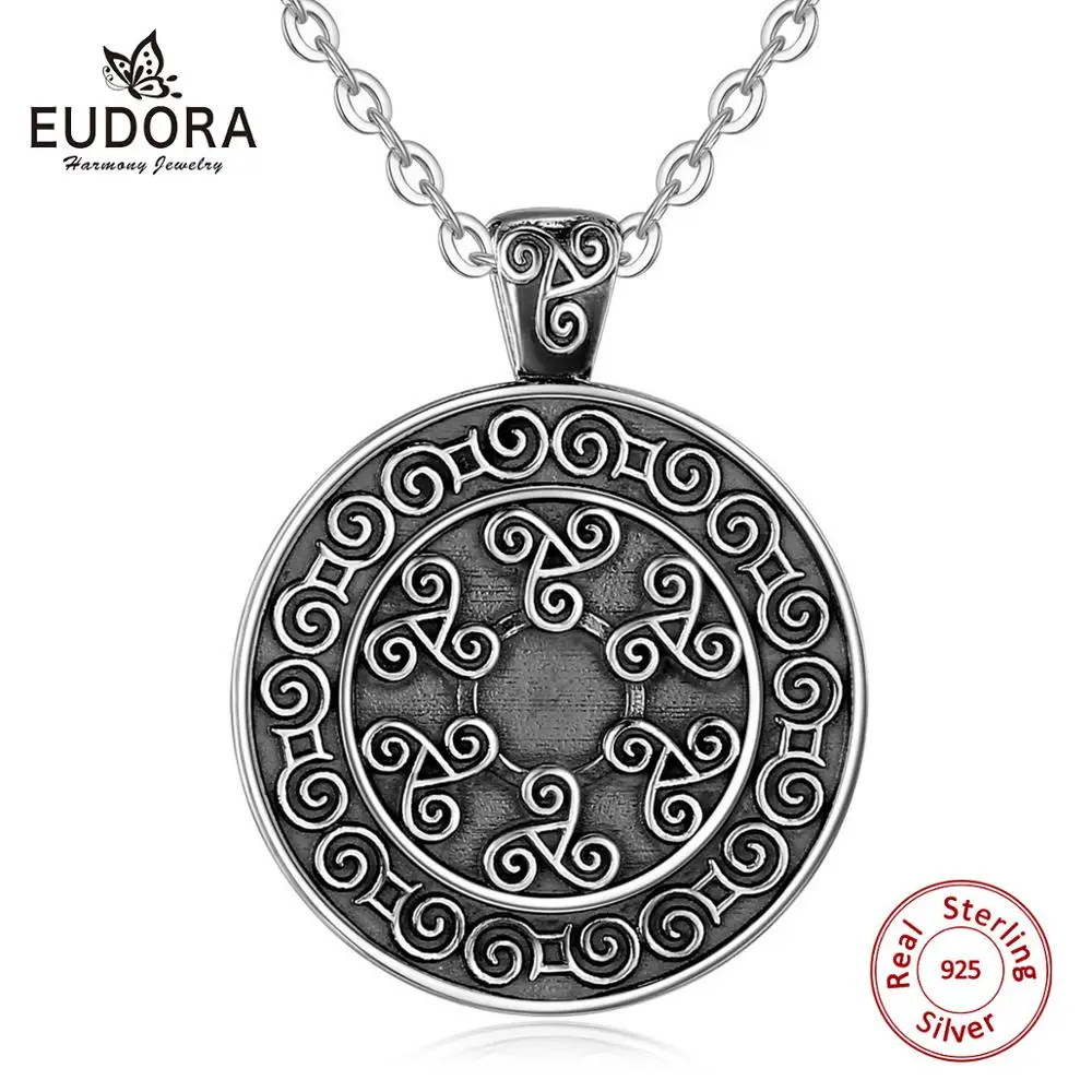 Eudora Серебряная спиральная Подвеска из оксидированного серебра ожерелье с