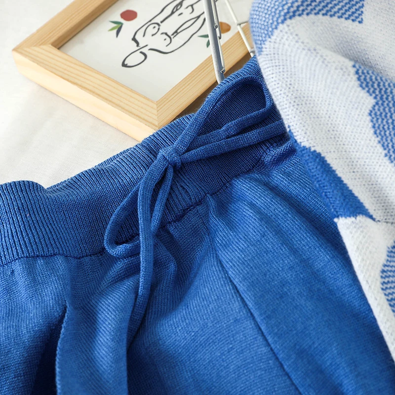 Женский вязаный комплект из двух предметов повседневный свободный джемпер с