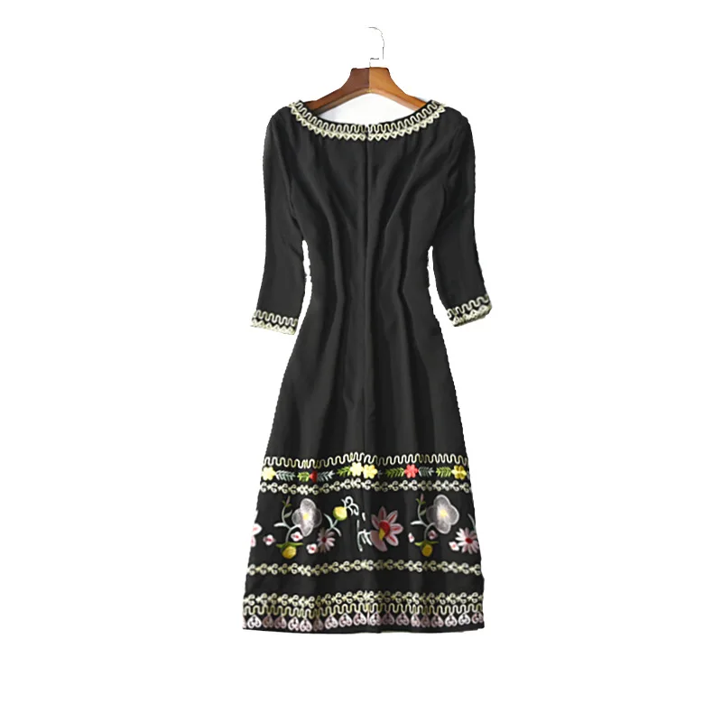 

New 1950s Style Bride Mother High Quality Fashion Women Exquisite Embroidery Mid-Calf Length Sheath Dress Special Occasion