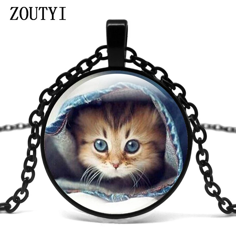 2019/новое ожерелье с подвеской в виде милого кота инкрустацией кристаллами