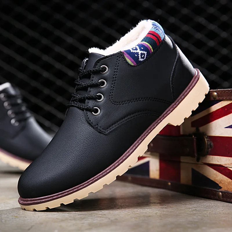 YeddaMavis Brown Men Boots Genuine Leather Lace-up Shoes Vintage British Snow Autumn Winter Casual Ankle | Обувь