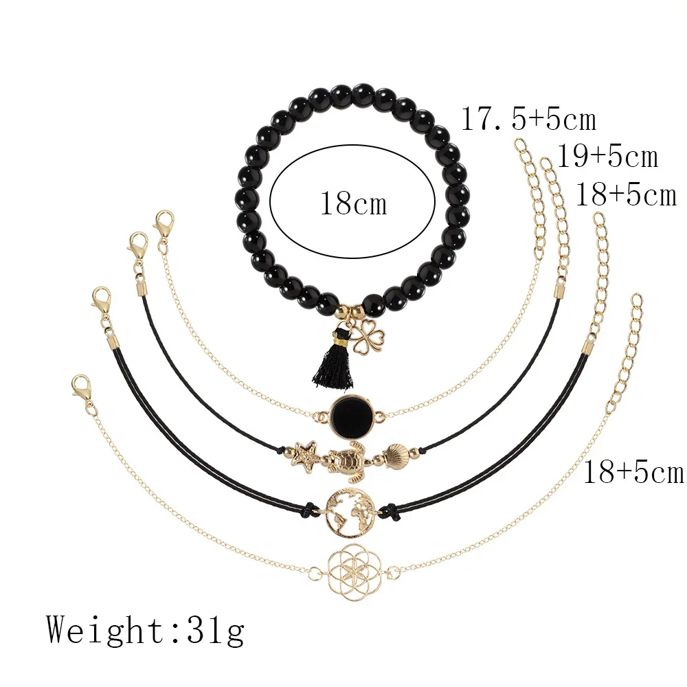 5 шт./компл. черные браслеты с кисточками и бусинами женские подарки на свадьбу