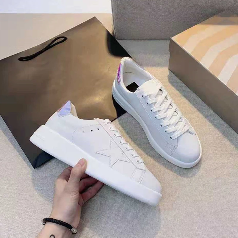 

Women's Flat Sneakers Female Brand Designer Lace Up Shallow Vulcanized Shoes Ladies High Quality Comfort Genuine Leather Loafers