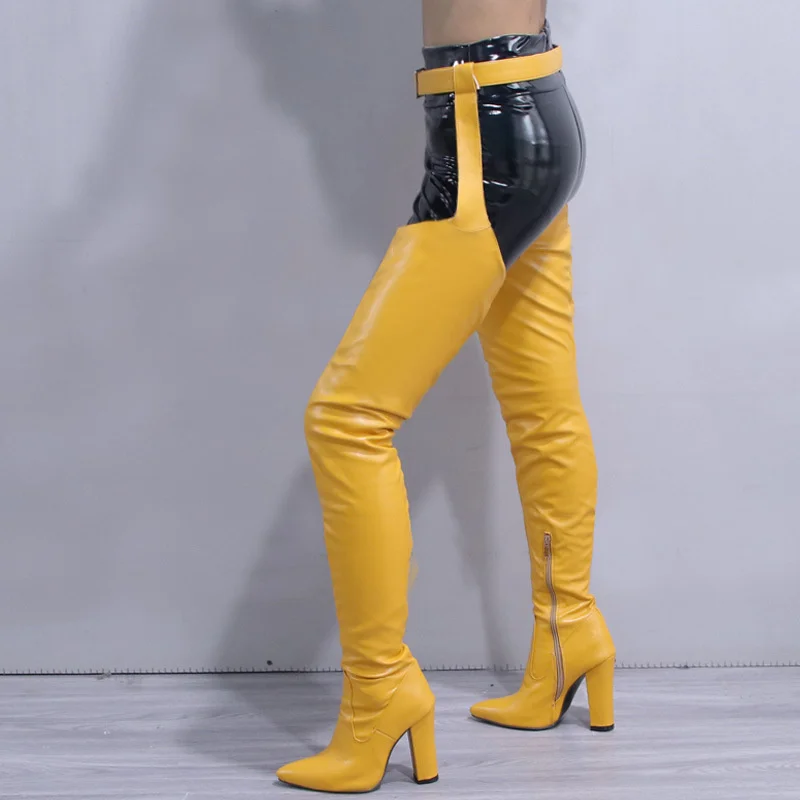 High Heels Thigh High Boots For Women 2023 Sexy Color Big Size Side Zipper Belt Over The Knee Boots New Lady Shoes