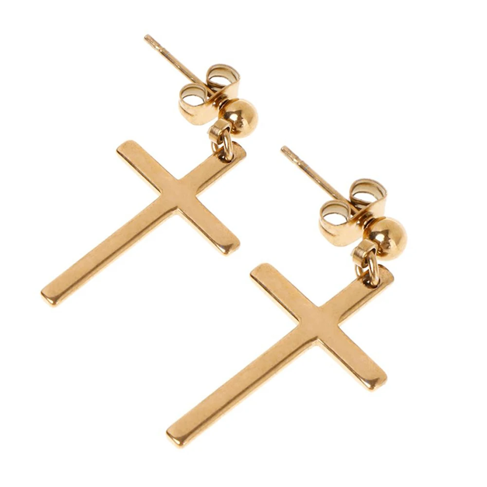 

1pc Fashion Men Women Metal Hoop Cross Drop Dangle Ear Studs Earrings Party Punk Earring Jewelry long earrings