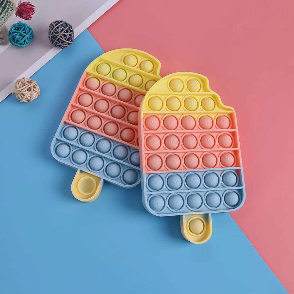 Juguetes para ni&ntilde;os y adultos, juguete de burbujas de silicona con forma de helado, arco&iacute;ris, para aliviar el estr&eacute;s-5