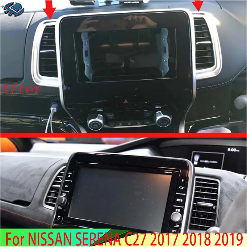 

For NISSAN SERENA C27 2017 2018 2019 Car Accessories ABS Chrome Matte Air Vent Outlet Cover Dashboard Trim Bezel Frame Molding