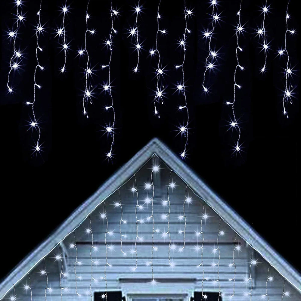 

3M Christmas LED Curtain Icicle Garland String Light droop 0.4-0.6m Party Garden Stage Outdoor Waterproof Decorative Fairy Light