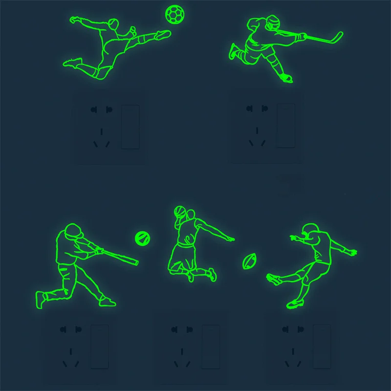 Zollor Luminous Sports Switch Sticker Wall Stickers Bedroom Living room Simplicity Creative Decoration Removable | Дом и сад