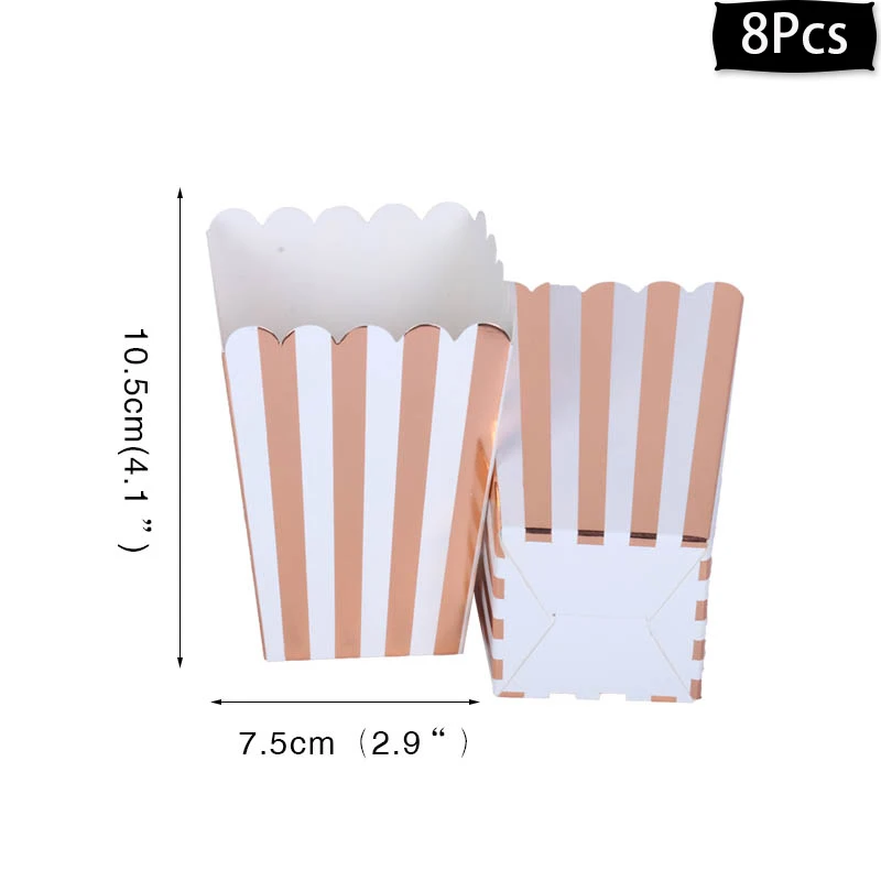 8Pcs Popcorn Box WEIGAO розовое золото день рождения шары набор «С Днем Рождения» вечерние украшения для взрослых фольгированные шары воздушные шары Globos поставки - Цвет: 8Pcs Popcorn Box