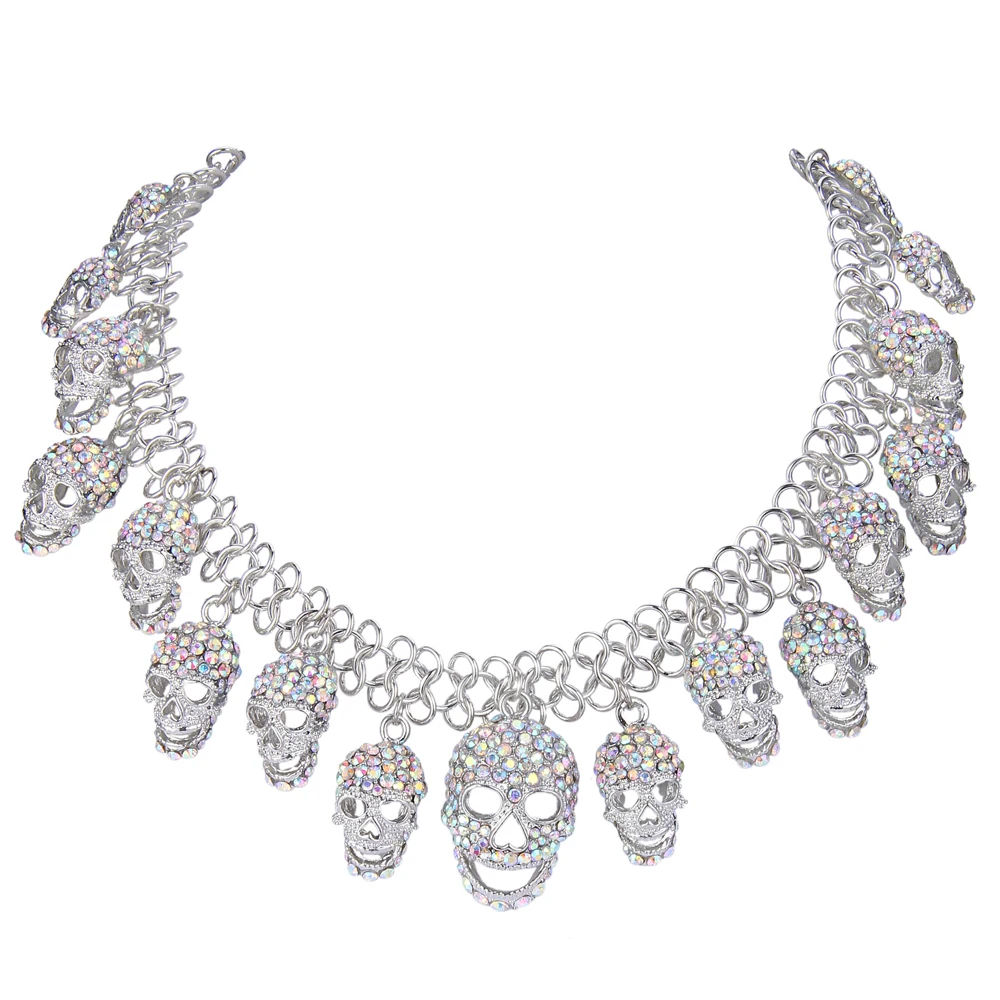 Ожерелье женское с черепом на Хэллоуин кристаллами|choker fashion necklaces|choker necklacerhinestone