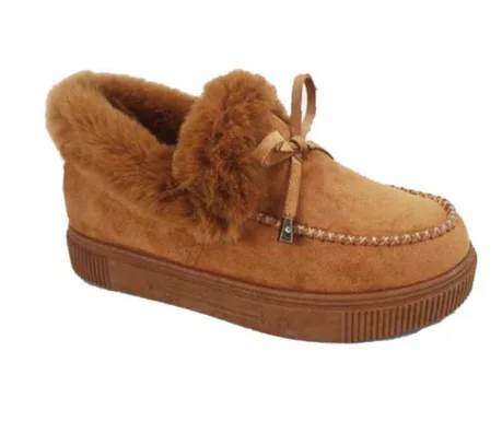 

2022 Winter Women Fashion Bowknot Fluffy Slip-on Snow Boots Autumn Casual Warm Suede Plush Ladies Flat Platform Shoes