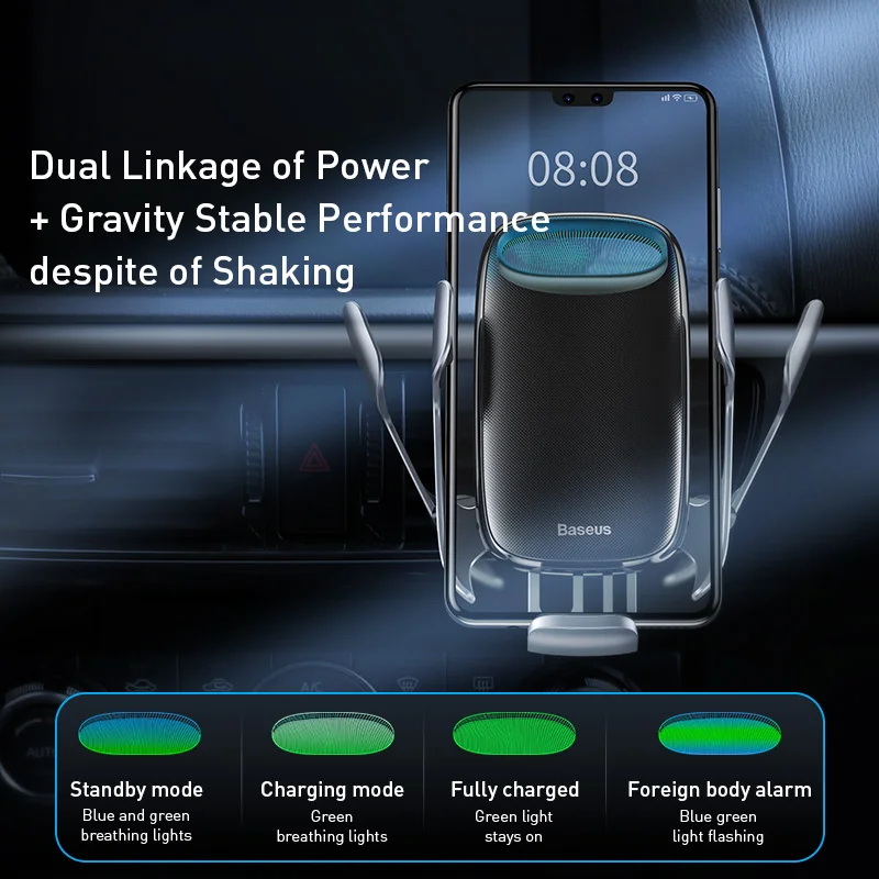 Автомобильный держатель для телефона Baseus 15 Вт Беспроводное зарядное устройство