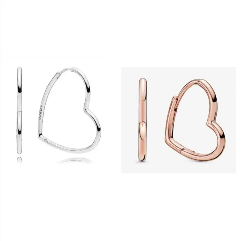 

925 Sterling Silver Pan Earring Large Asymmetric Hearts Of Love Earrings For Women Wedding Gift Fashion Jewelry