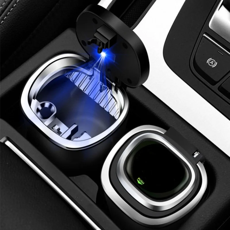 

Car LED lamp ashtray coin storage container cup removable portable ashtray storage
