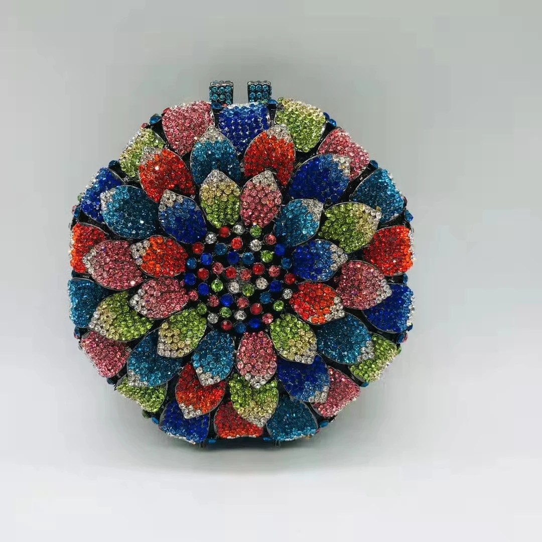 

XIYUAN Women Flower Crystal Clutch Bag Stones Evening Bags Wedding Party Rhinestone Handbags Floral Minaudierer Purse Clutch Bag