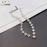 long tassel dangle earrings for women bride wedding party fashion jewelry pendientes zirconia s925 pin high quality