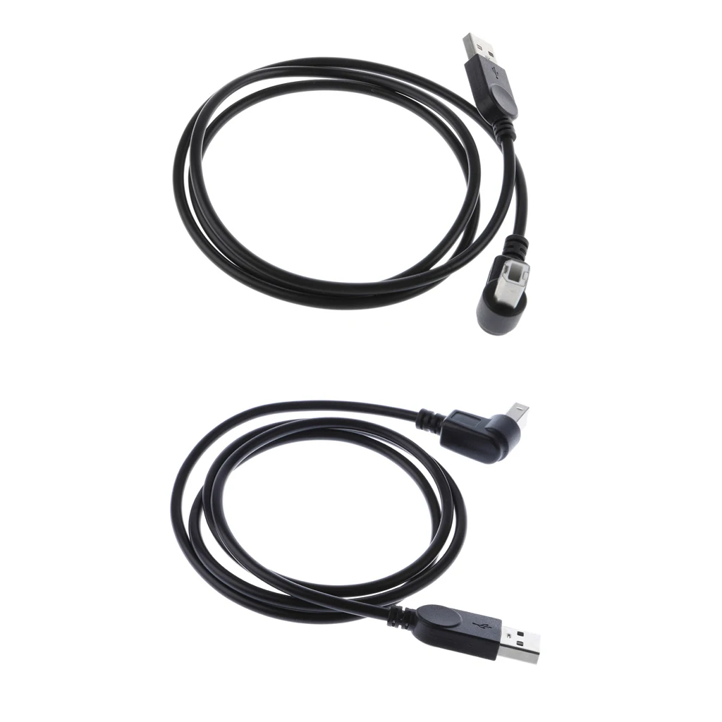 

USB2.0 Male to B type 90° Right+Up Angle Adapter Charging Cable Wire Cord