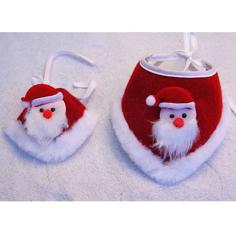 Рождественский шарф для питомца собаки кошки Санта-Клауса нагрудники