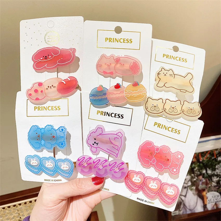

2Pc Sweet Cute Cartoon Women Hair Clip Jelly Animal Bear Dog Cat Kawaii Children Girls Hairpin Clips Hair Styling Tools