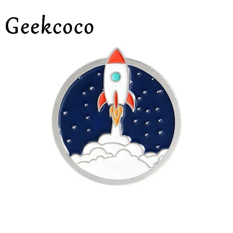 

20pcs/lot J1442 Geekcoco Space Enamel Pin Astronaut Space Ship Rocket UFO Brooch Badge for Bag Lapel Pin Jewelry Gift for Kids