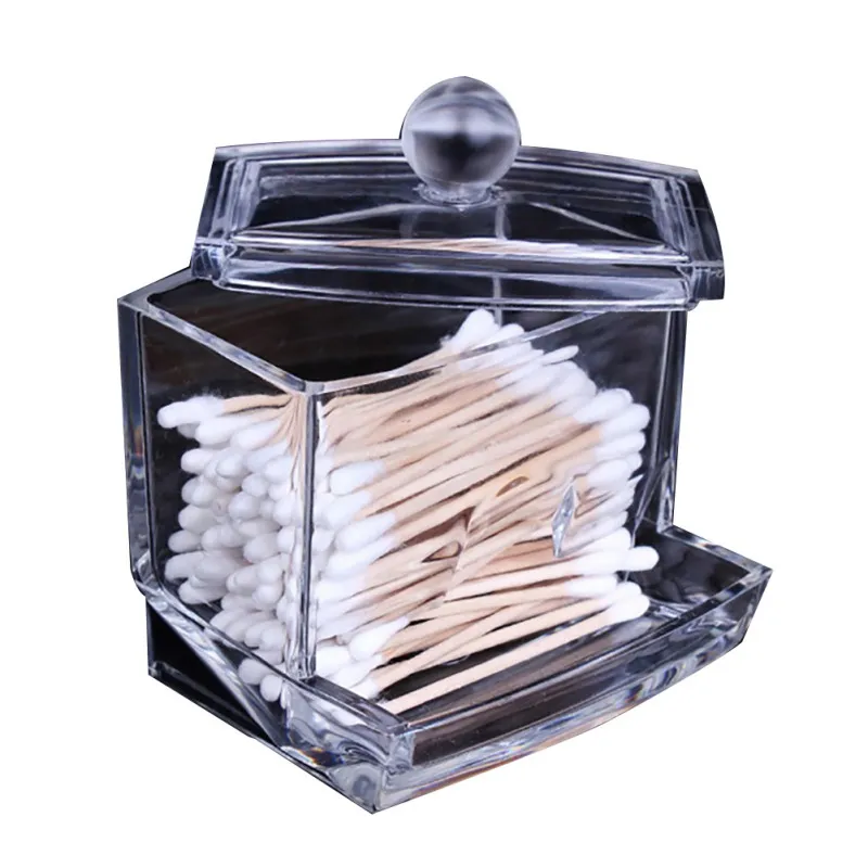 Portable Clear Acrylic Storage Holder Box Transparent Cotton Swabs Stick Cosmetic Makeup Organizer Case Home | Товары для хранения