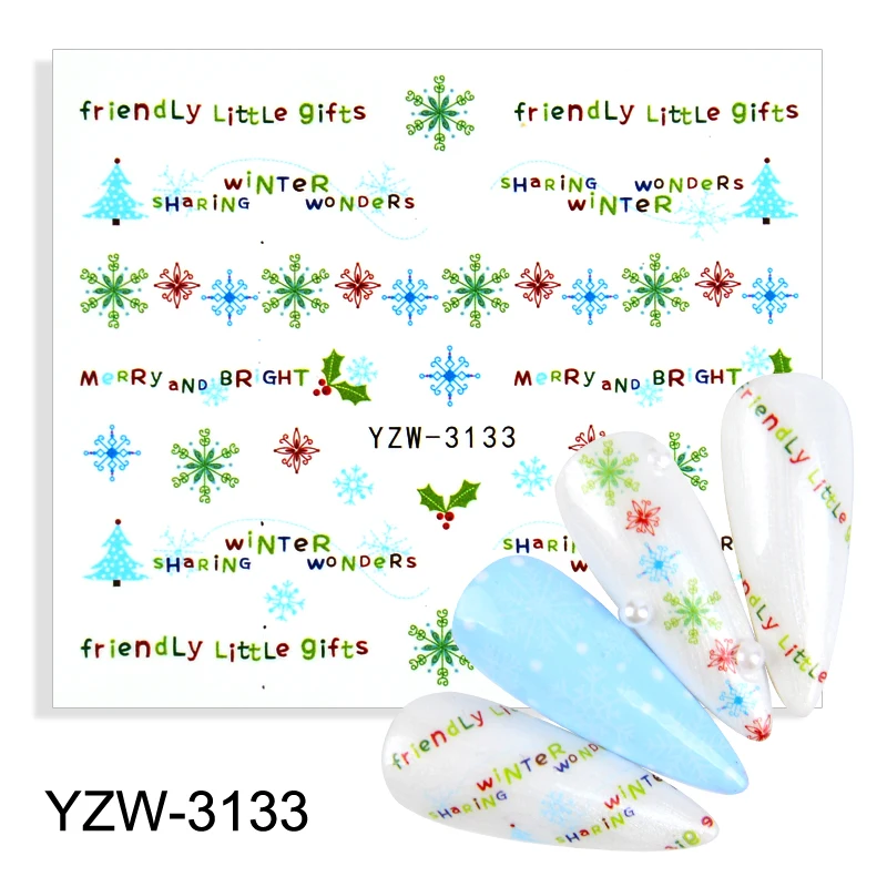 

WUF NEW Designs Christmas Water Decals Nail Sticker Deer Snowflake Watermark Flakes Slider Tattoo Nail Art Decoration