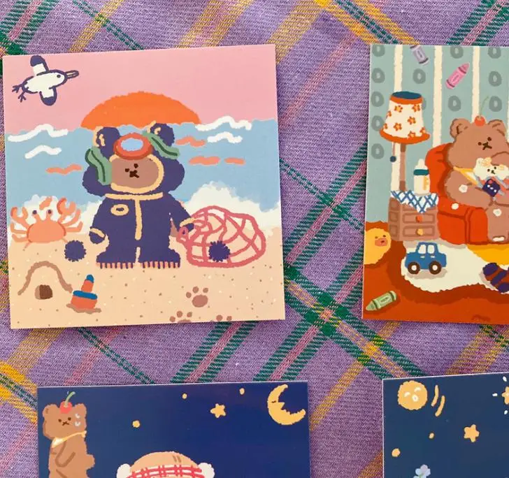 9 штук/упак. милые конфеты мягкий медвежонок карта Настенный декор для спальни