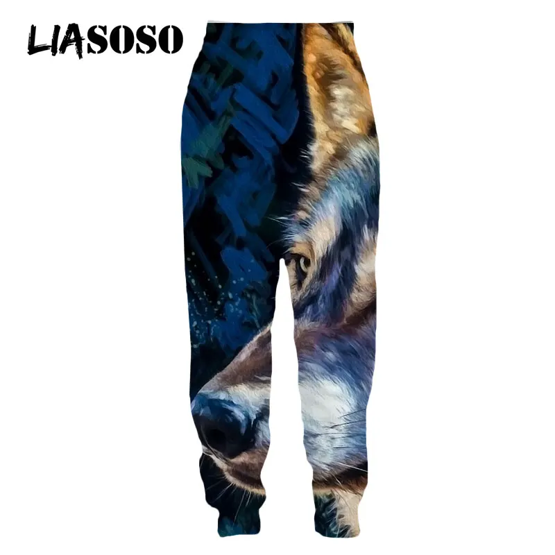 

LIASOSO Hunting Animals Wild Wolf Head Pant Sweatpants Street Sweat Pants 3D Print Men Women Joggers Trousers Casual Harajuku