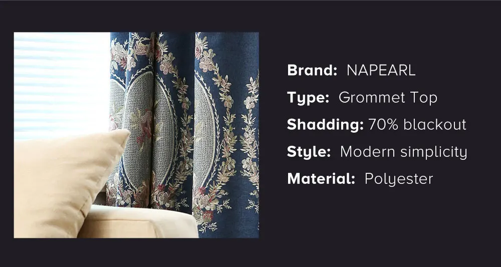 NAPEARL 1 шт. затемненные шторы из искусственного льна вышитые роскошные темно-синие зеленые фиолетовые цветочные шторы на окна для гостиной современные