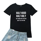 Женская футболка с полукапюшоном с надписью Holy That Mean Pray with Me, забавная женская футболка с графическим принтом, Повседневная футболка с круглым вырезом для женщин